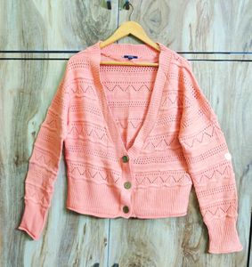 Peach Colour Knit Cardigan size-40
