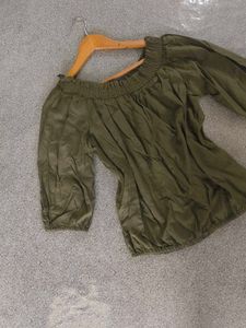 Olive Green Off-Shoulder Top