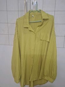 Olive Green Button-Down Top strachable
