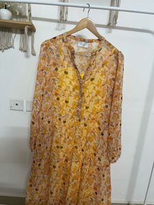NEO NOIR A-Line Flared Yellow Maxi Dress