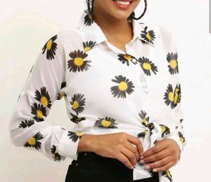 White flower printed shirt