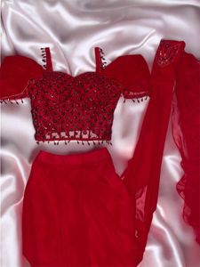 Red Corset Saree
