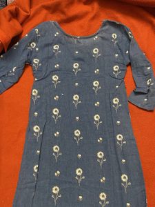 Blue Floral Print Dress