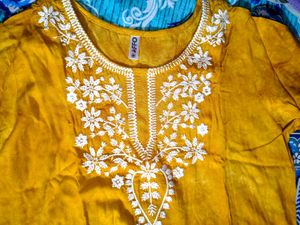 Yellow Embroidered Kurta