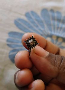 Silver Nose Ring with Crystal Accents