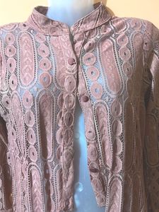 Stylish Mauve Lace Longline Shrug