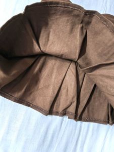 Dark Brown Pleated Korean / Japanese Mini Skirt