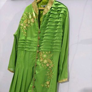 Green Embroidered Sparrow Jacket Kurta