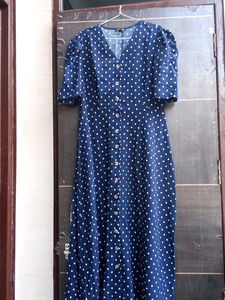 Navy Polka Dot Midi Dress