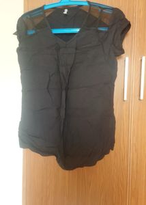 Black Sheer Shoulder Top