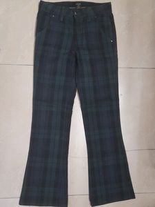 Green Check Straighfit Trouser