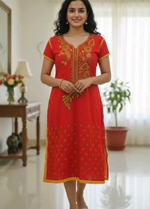 Elegant Red Embroidered Kurta