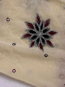 Black,Cream And Maroon Ombre Saree With Blouse