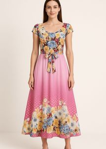 Pink Floral Dress🩷🤍