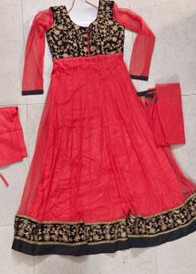 Padded Embroidered Anarkali Suit
