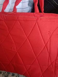 Red Quilted Tote Bag