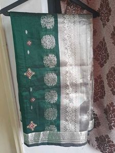 pure banarasi silk Green with rich Pallu