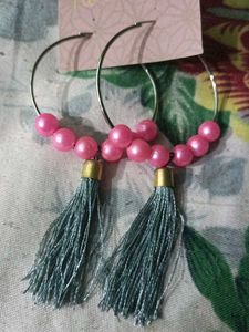 Pink Pearl Hoop Earrings