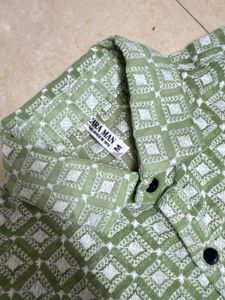 Green Chikankari Patterned Shirt