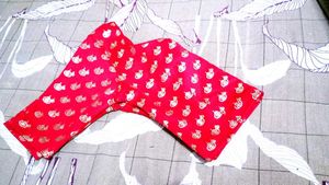 Red Blouse with Gold Print