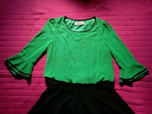 H-Z-H-S Fashion:Vintage Green &amp; Black Dress