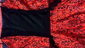Red Patterned Black Top