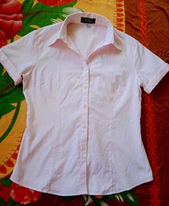 Pink Short Sleeve Button-Up Shirt
