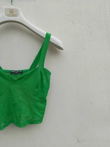 Solid Green Net Tank Top.