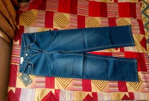 Women Flared High Rice Blue Jeans