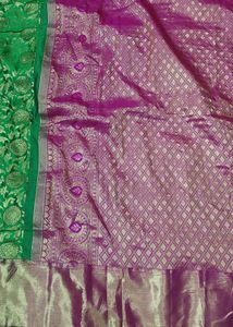Green &amp; Pink Kanjivaram Broked Silk Saree