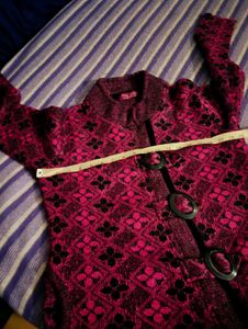 Pink Floral Knit Cardigan