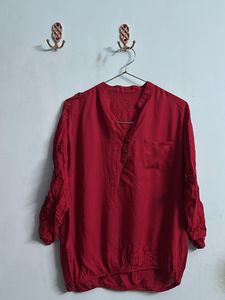 Red Shirt Style Solid Top