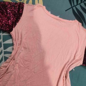 Super Soft Korean Sequin Sleeves Tshirt