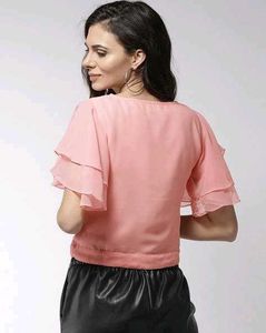 Myntra New Pink RuffleTie Top[FREE HAIR BOW]