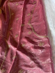 Elegant Pink Embroidered Party wear Saree