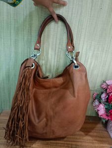 Imported Brown Leather Handbag