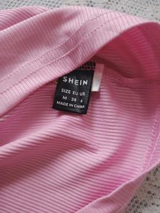 Pink Off-Shoulder Bellercore Shein Crop Top