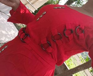 SOFT GOWN || RED GOWN KURTI || WODEN BUTTON