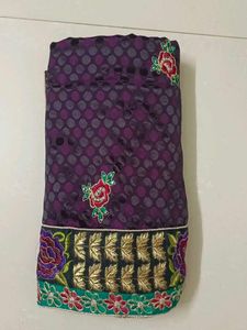 Purple Floral Embroidered Saree
