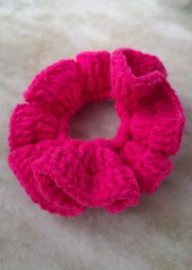 Pink Crochet Scrunchie