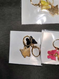 Set Of 5 Stainless SteelGold-plated ButterflyEarri