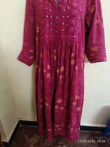 xxl a line mirror work embroidery kurta