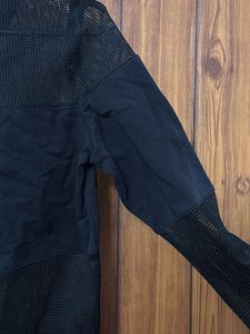 Black Mesh Long Sleeve Top