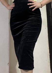 Black Velvet Mini Skirt