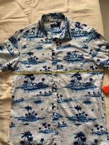 White And Blue Printed Shirt For Men