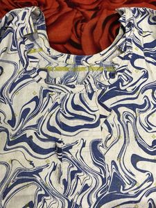 Blue Marble Print Pajama Set