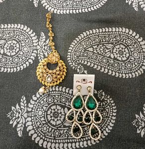 Mangtika And Earrings Combo