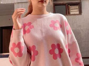 Pink Flower Sweater