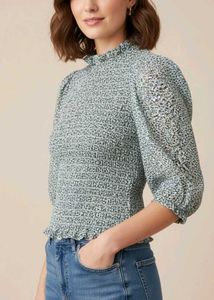 Smock top with flower detail