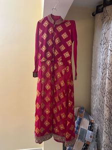 Pink &amp; Gold Embellished Kurta